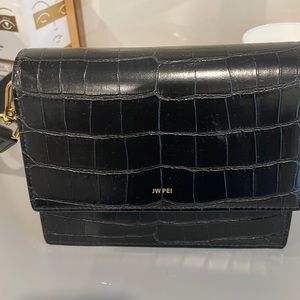 JW PEI Women's Mini Flap Crossbody - Black Croc